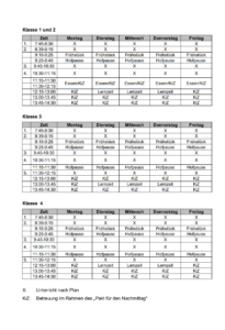 Stundenplan Hahner Schule